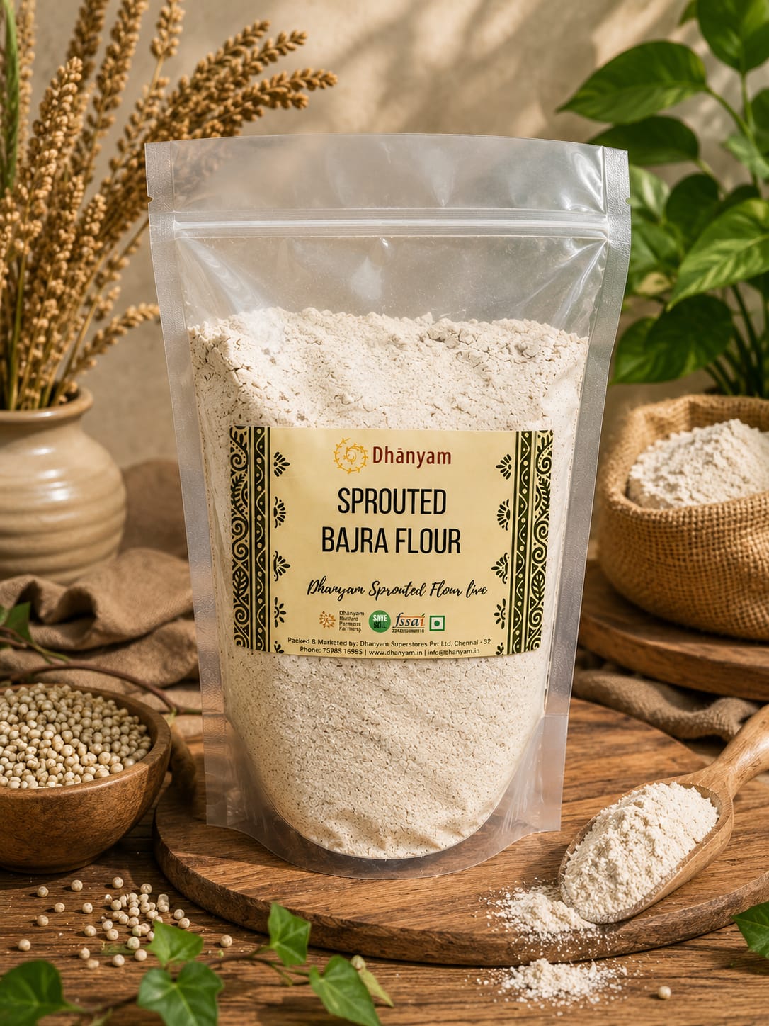 Organic Sprouted Bajra Flour | Organic Sprouted Kambu Flour