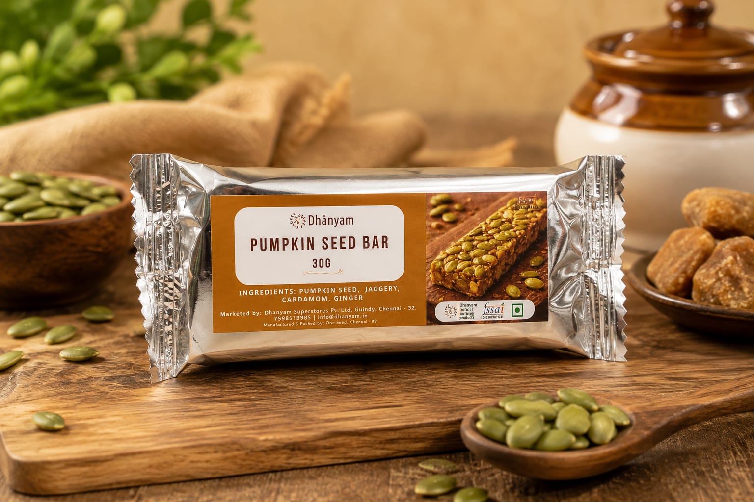 Organic Pumpkin Chikki | Organic Pumpkin Seed Bar