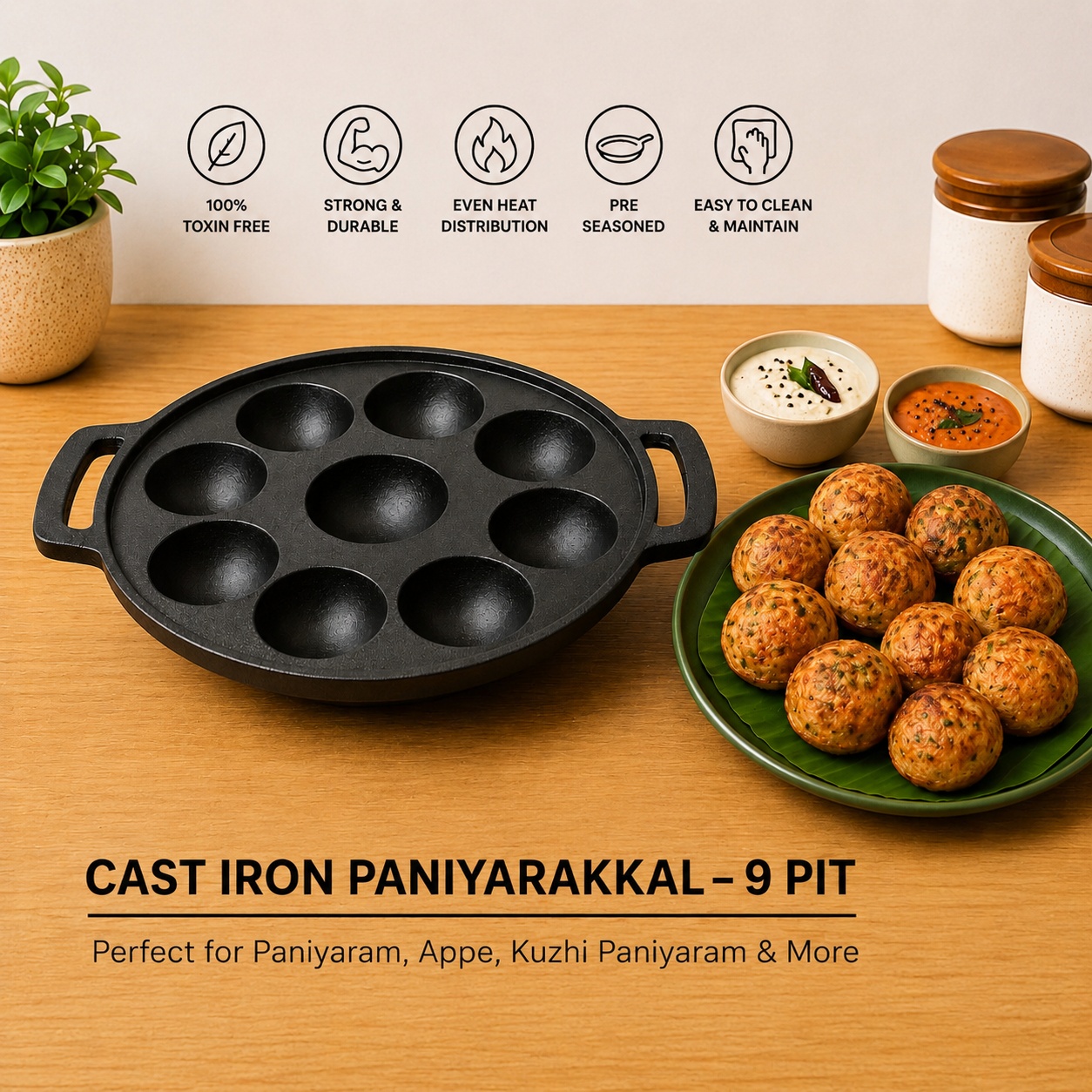 Cast Iron Paniyarakkal 9 Pit